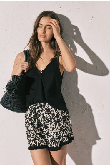 Black wide strap vest top