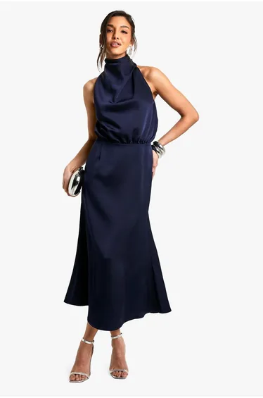 Cowl Neck Sleeveless Midaxi dress - navy