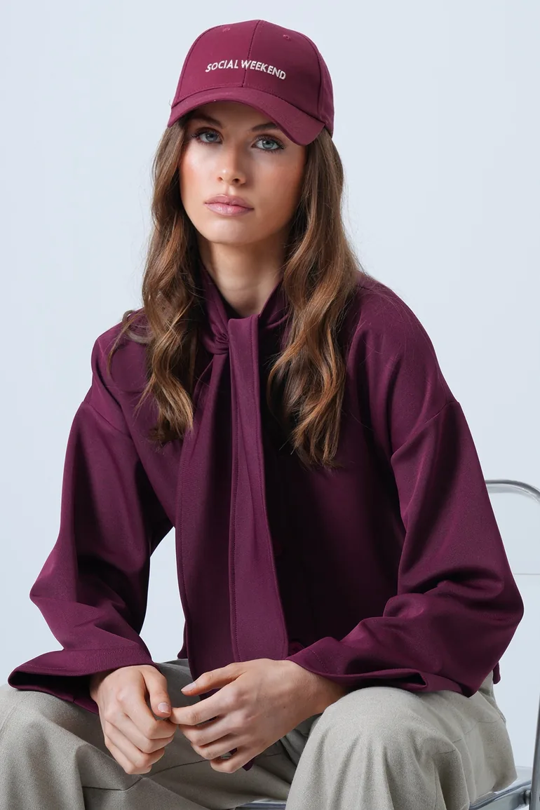 Women's Plum Scarf Detailed Buttoned Jacket - 1