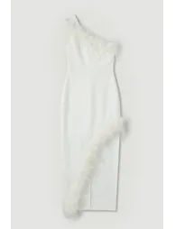 Petite Feather Figure Form Bandage Knit Maxi Dress - 3