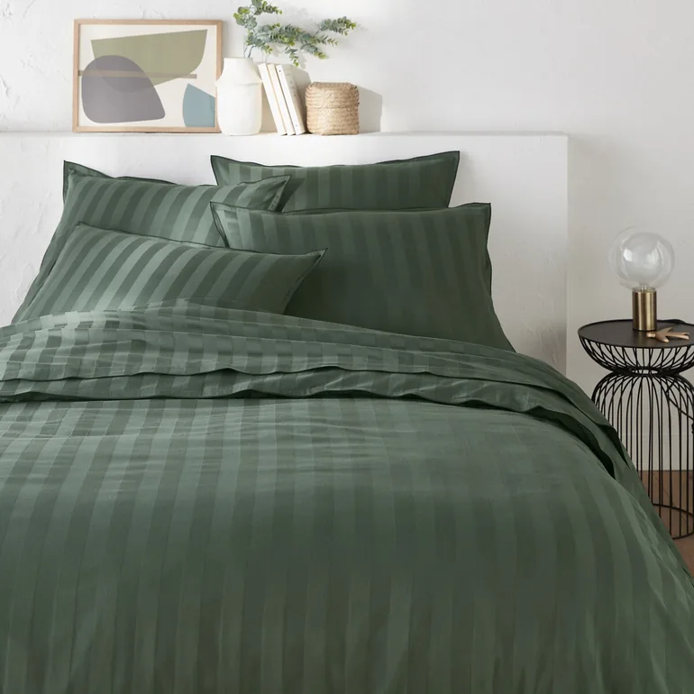 Victor Striped 100% Washed Cotton Satin 300 Thread Count Pillowcase - 4