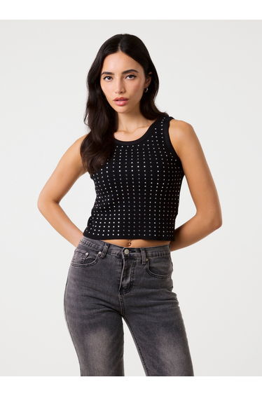 Diamante Ribbed Vest