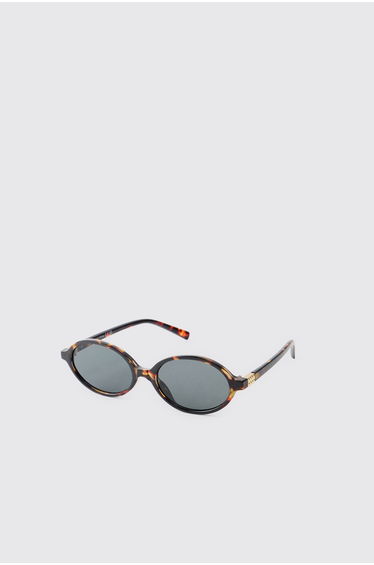 Tortoise Shell Oval Sunglasses - brown