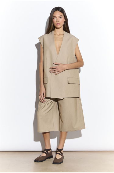 Sand Sleeveless Blazer