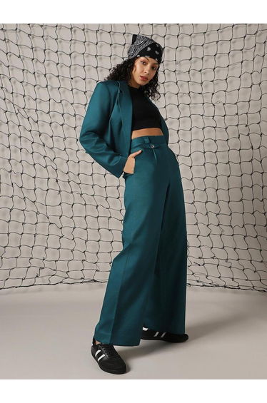 Solid High Rise Trousers with Belt Loops