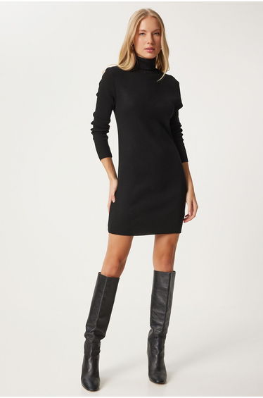 Women's Black Turtleneck Sweater Dress