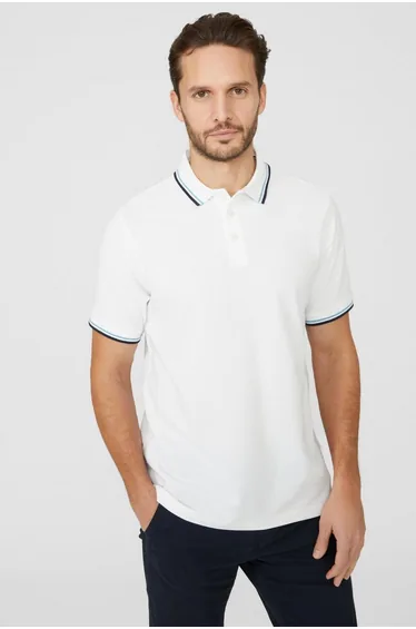 Pique Tipped Polo - white