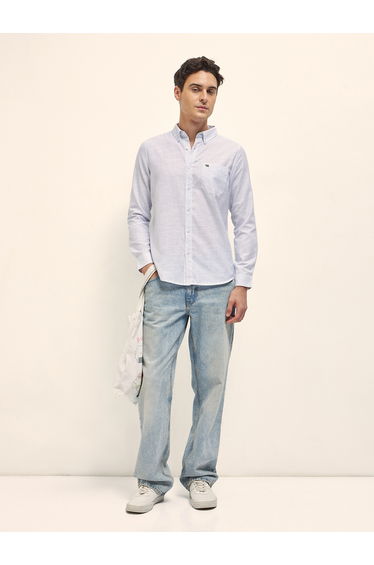 Men Cotton Striped Slim Fit Shirt