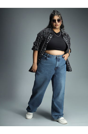 Plus High Rise Light Fade Relaxed Fit Jeans