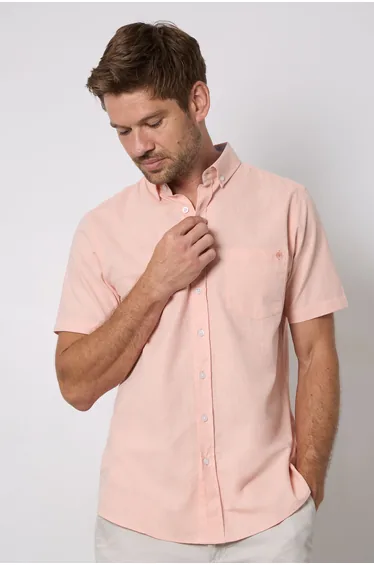 Orange Textured Short Sleeve Shirt