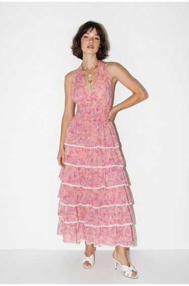 LUCCI Paisley Halter Maxi Dress