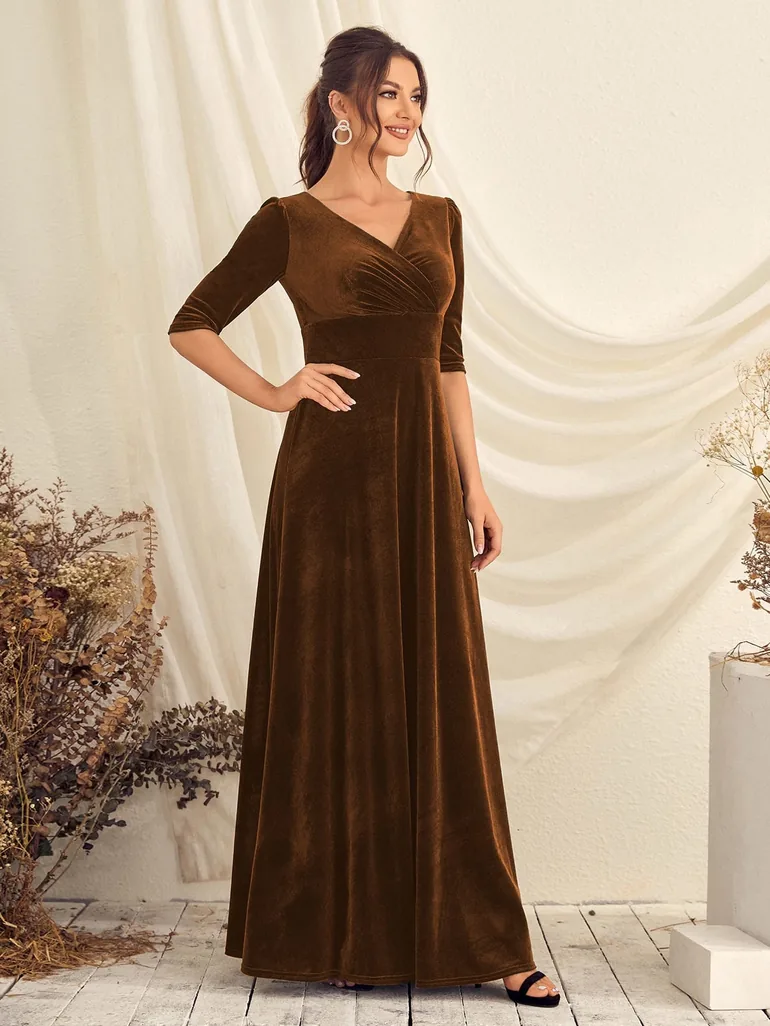 Leely Elegant V Neck Half Sleeve A-line Party Dress - 4