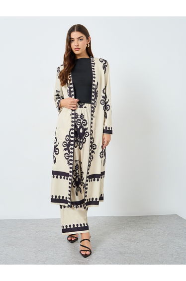 Floral Print Kimono and Wide Leg Pants Co-Ords