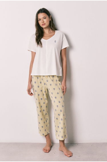 White cotton capri pyjamas