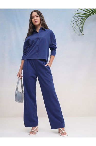 Textured Spread Collar Cotton Regular Fit Shirt