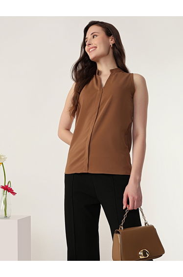 Brown Sleeveless Top