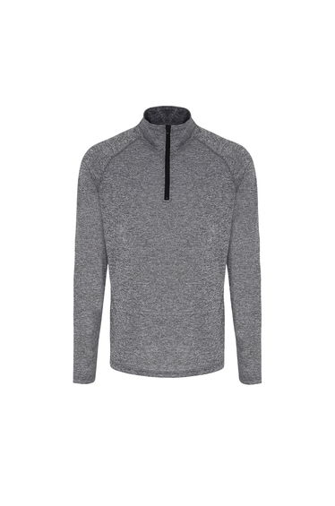 TriDri Mens Performance Quarter Zip Long-Sleeved Sweatshirt - Black