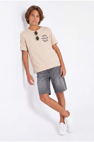 Ecru Boy's Printed Knitted T-Shirt