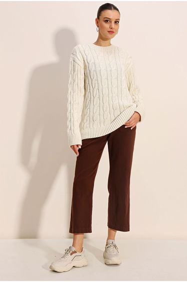 Thick Knit Knitwear Sweater - White