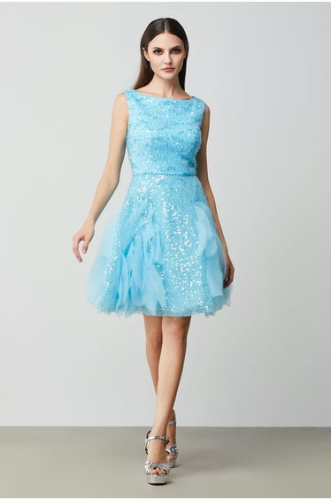 Sequin embellishment ruffled dress