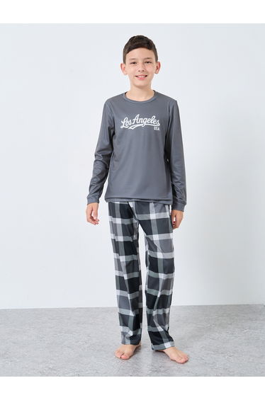 Teen Slogan T-Shirt and Checked Pyjama Set