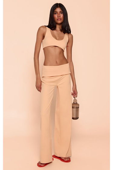 Peach Sculpt Fold Over Straight Leg Yoga Pants