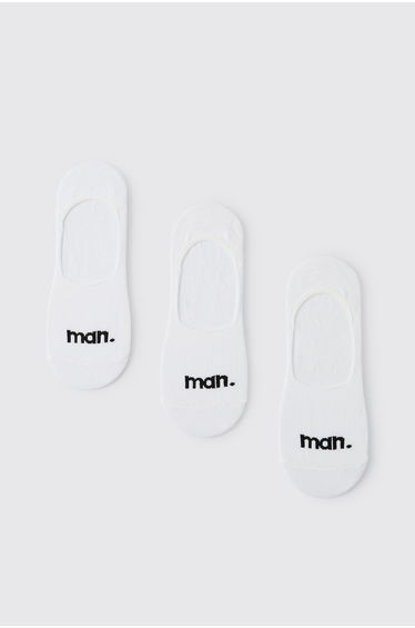 3 Pack Man Dot Invisible Socks - white