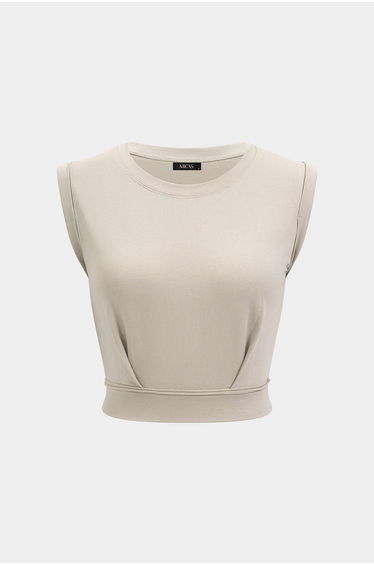 Round Neck Ruched Tank Top