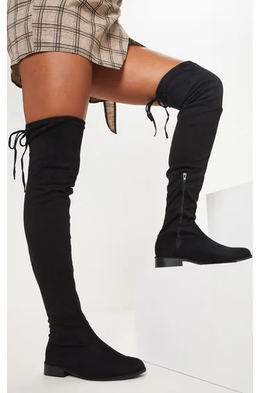 Black Flat Over The Knee Boot