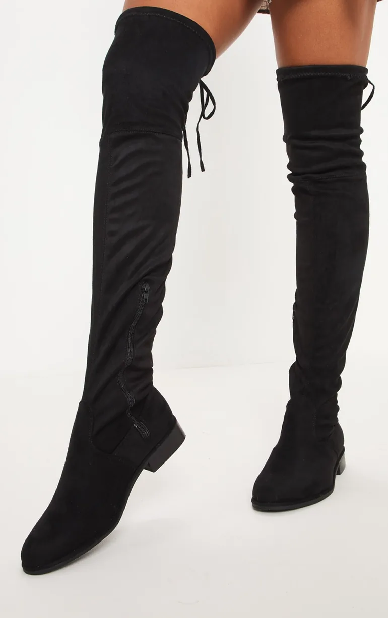 Black Flat Over The Knee Boot - 1