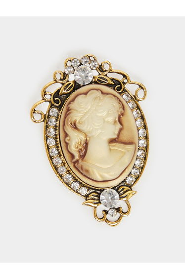 Cameo Brooch with Crystal Accents