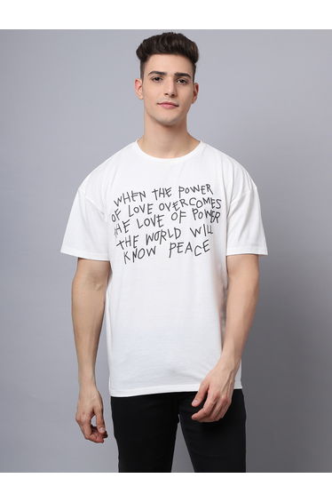 Men Off White Graphic Print Oversized T-Shirt