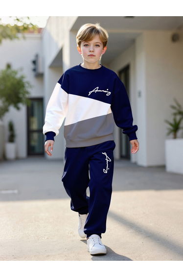 Teens Color Block Sweatshirt and Joggers Set