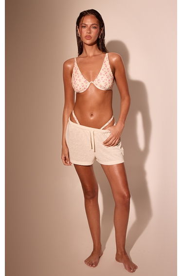 Butter Cream Marl Slub Jersey Floaty Shorts
