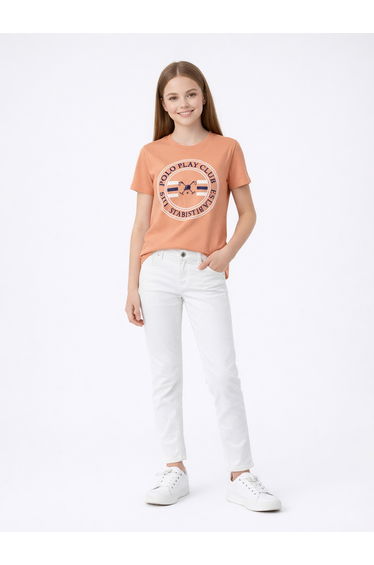 Teen Girls Logo Print Cotton T-Shirt