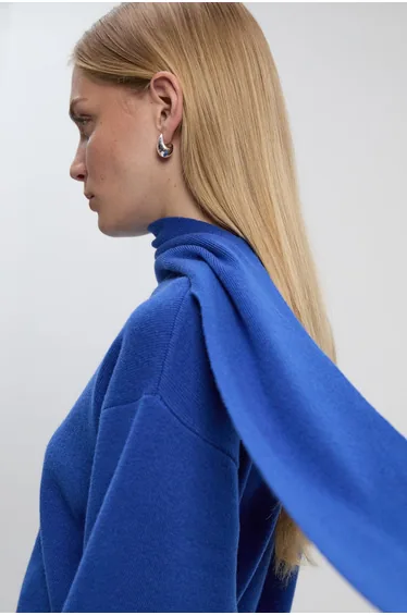 Cashmere Blend Scarf Neck Jumper