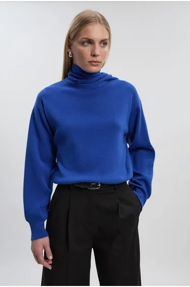 Cashmere Blend Scarf Neck Jumper