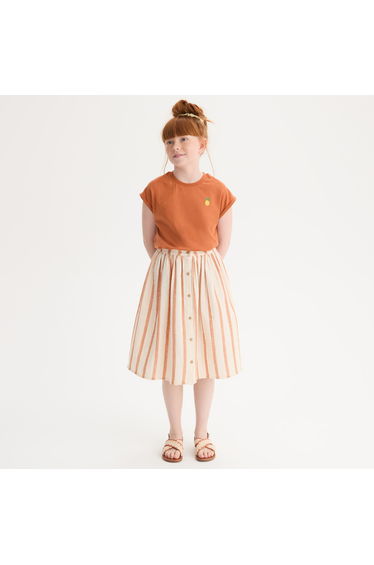 Striped Maxi Skirt with Button Fastening