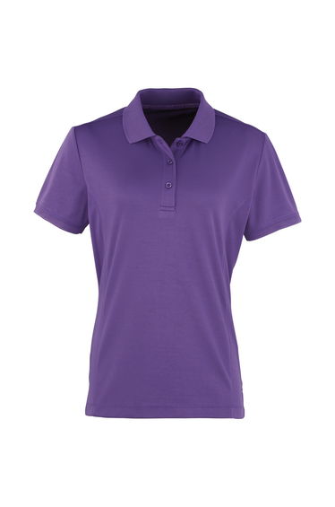 Premier Womens/Ladies Coolchecker Short Sleeve Pique Polo T-Shirt - Purple