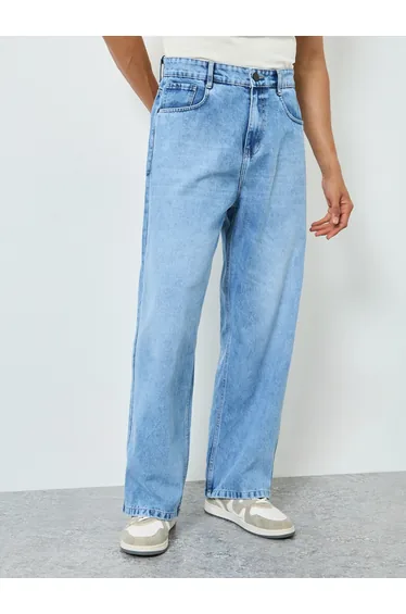 Men Mid Rise Washed Baggy Jeans