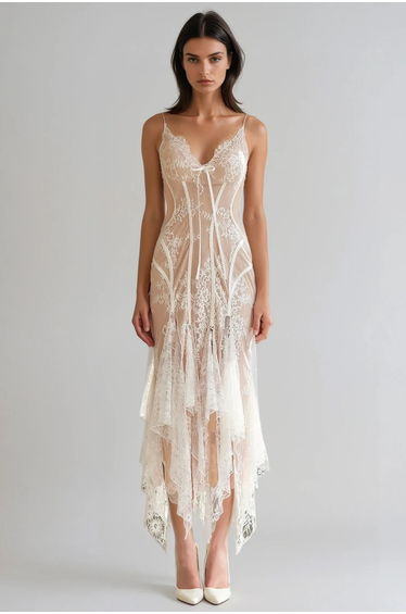 Feodora Flared Lace Midi Dress