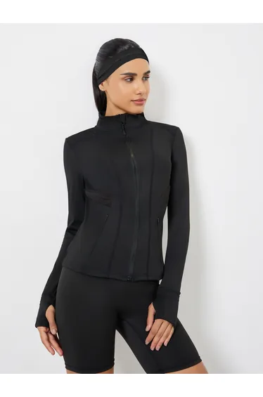 Mesh and Seam Detail Full Zip Jacket