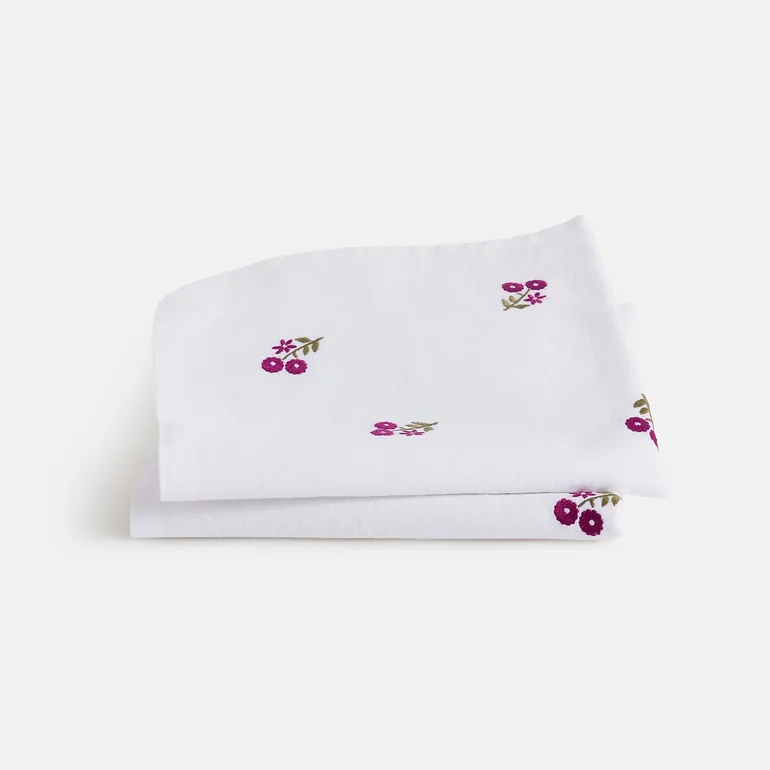 Set of 2 Rosetta Embroidered Cotton/Linen Napkins - 1