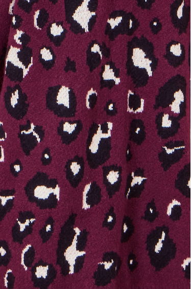 Yumi Burgundy Animal Intarsia Long Cardigan product thumbnail 4