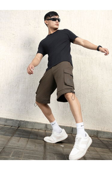Printed Pocket Cargo Shorts with Toggle Drawstring