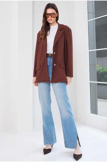 Women's Brown Oversized Blazer Jacket