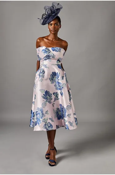 Bardot Full Skirted Jacquard Midi Dress