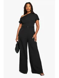 plus ASYMMETRIC BELTED JUMPSUIT - black