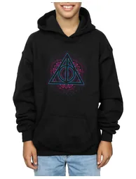 Harry Potter Boys Neon Deathly Hallows Hoodie - Black - 1
