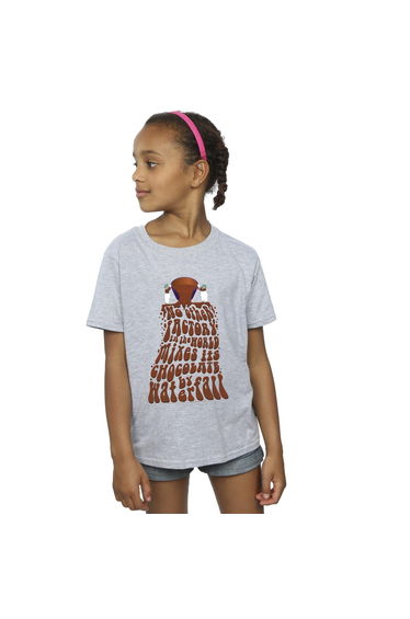 Willy Wonka Girls Chocolate Waterfall Cotton T-Shirt - Sports Grey